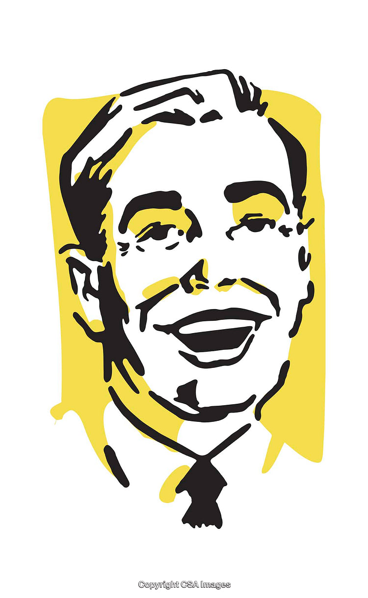 Retro Styled Illustration of a Smiling Man with Bright Background