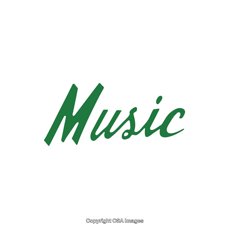 Elegant Green 'Music' Text on a Clean White Background