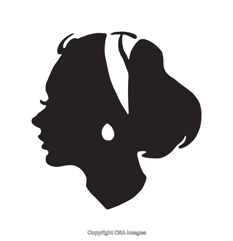 Elegant Silhouette of Woman with Hair Accessories in Profile View