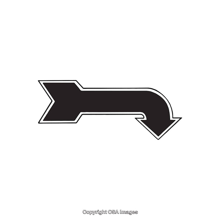 Black and White Abstract Arrow with Rounded Design Elements