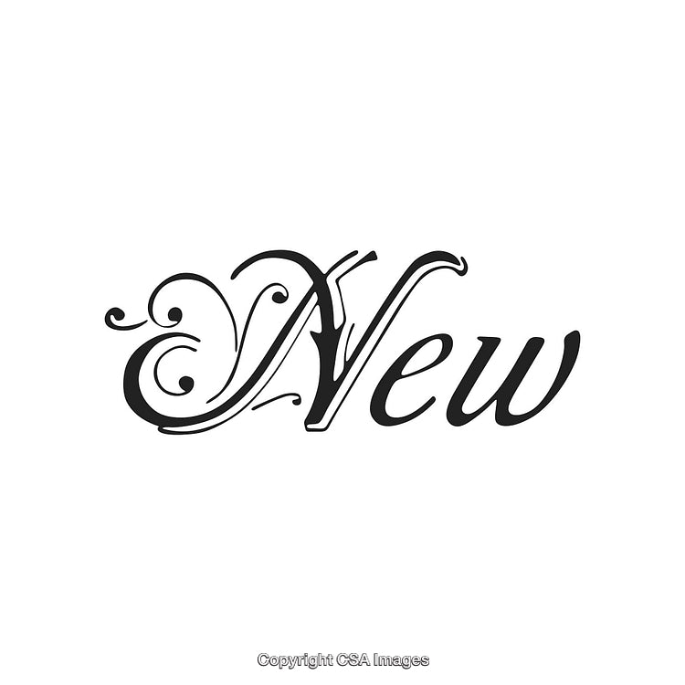 Elegant Word 'New' in Ornate Decorative Calligraphy Style