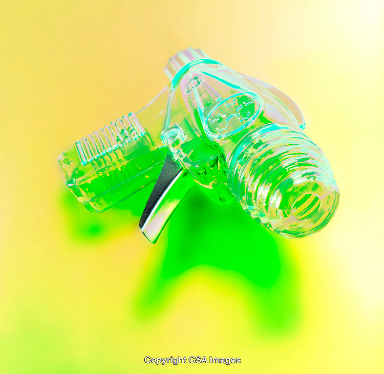Brightly Colored Plastic Toy Gun with Neon Green and Yellow Background