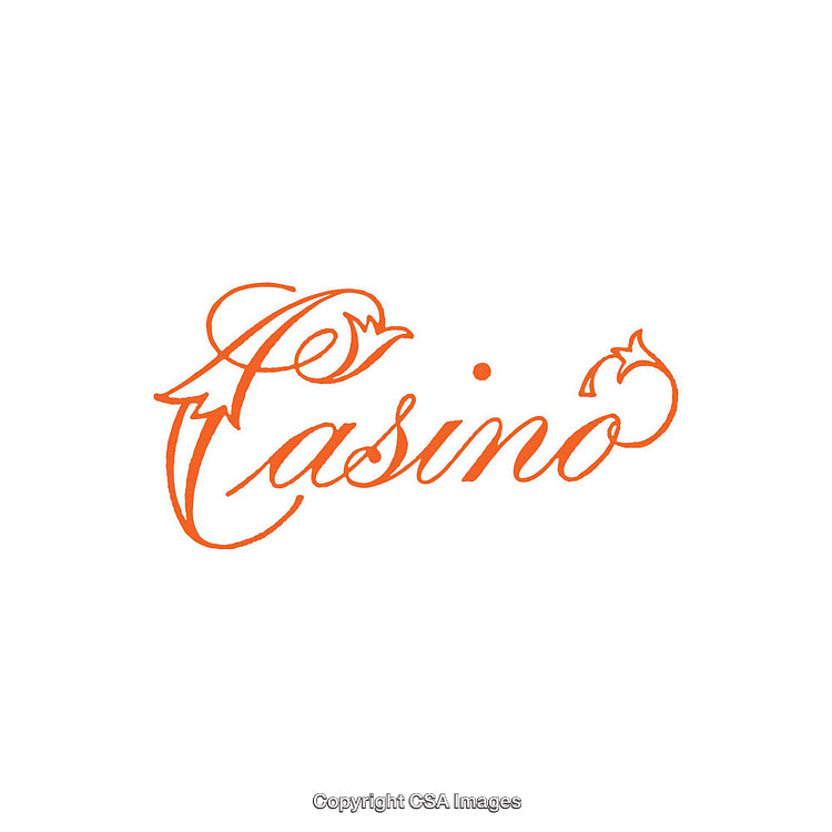 Elegant Orange Text Design Featuring 'Casino' in Stylish Script on White Background