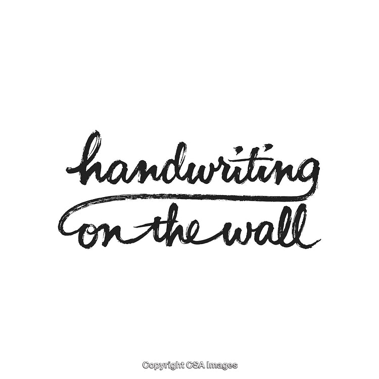 Handwritten Phrase 'Handwriting on the Wall' in Artistic Black Script Style