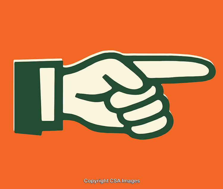 Retro Styled Hand Illustration with Finger Pointing Directional Pose