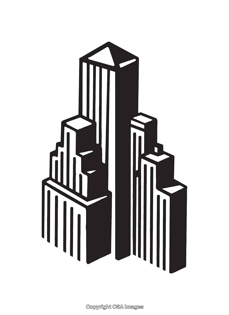 Abstract Black and White Line Art Of Skyscraper Buildings