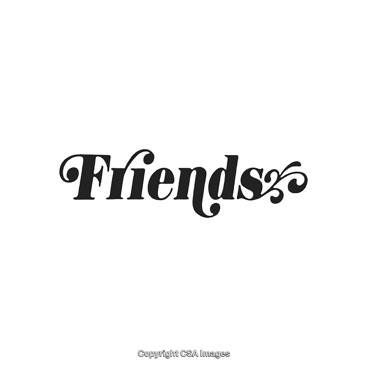 Elegant Word Art Featuring the Word 'Friends' with Decorative Flourishes