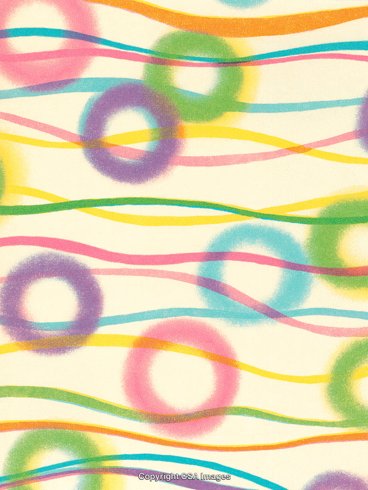 Abstract Pattern of Circles and Wavy Lines