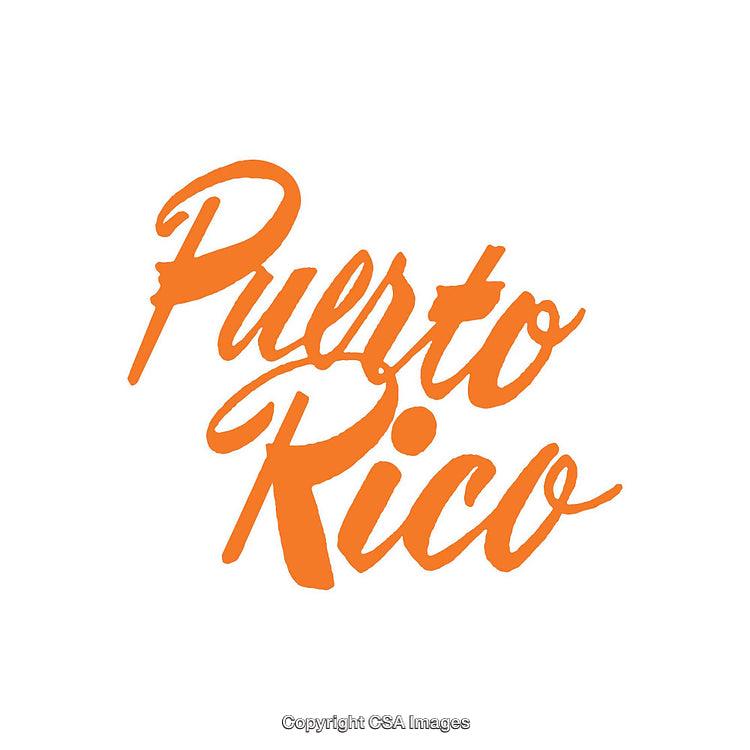Bold Orange Puerto Rico Typography Design on White Background
