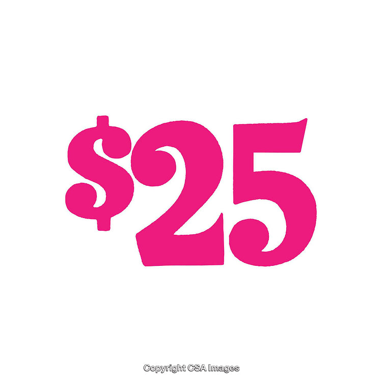 Bold Pink $25 Symbol on a Clean White Background