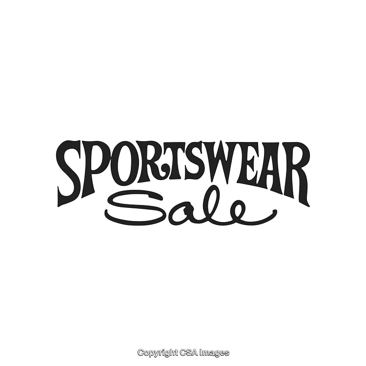Bold Sportswear Sale Text Design on a White Background