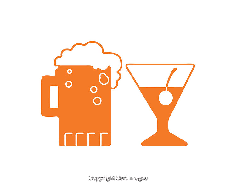 Orange Beer Mug and Cocktail Glass Icon with Simple Minimalist Design