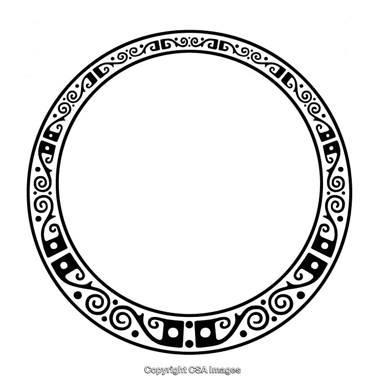 Intricate Circular Border with Decorative Black and White Design