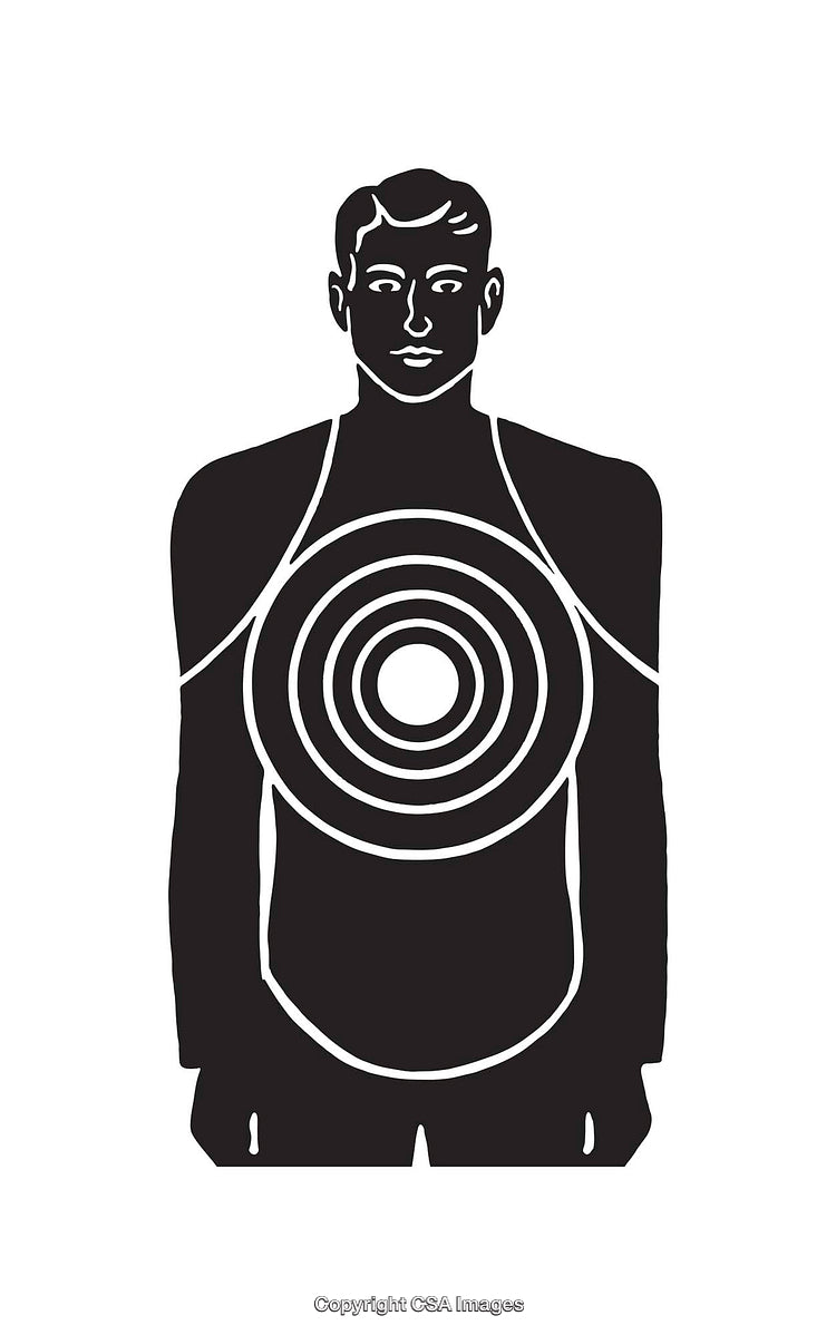 Black And White Illustration of Target Circle Overlay On Human Figure