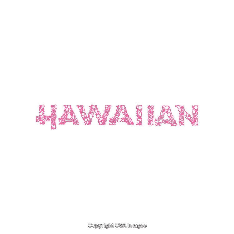 Hawaiian Word Art in Decorative Pink Text Design on White Background
