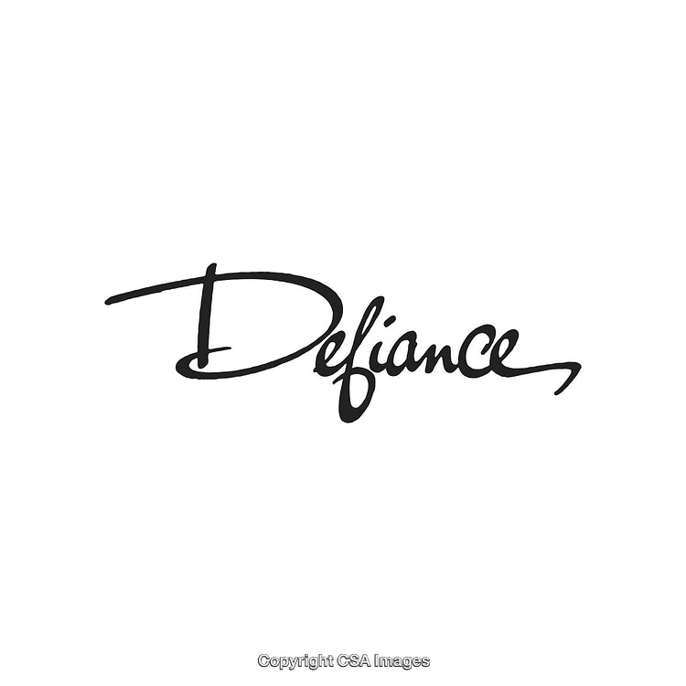Defiance Script in Artistic Calligraphy on White Background