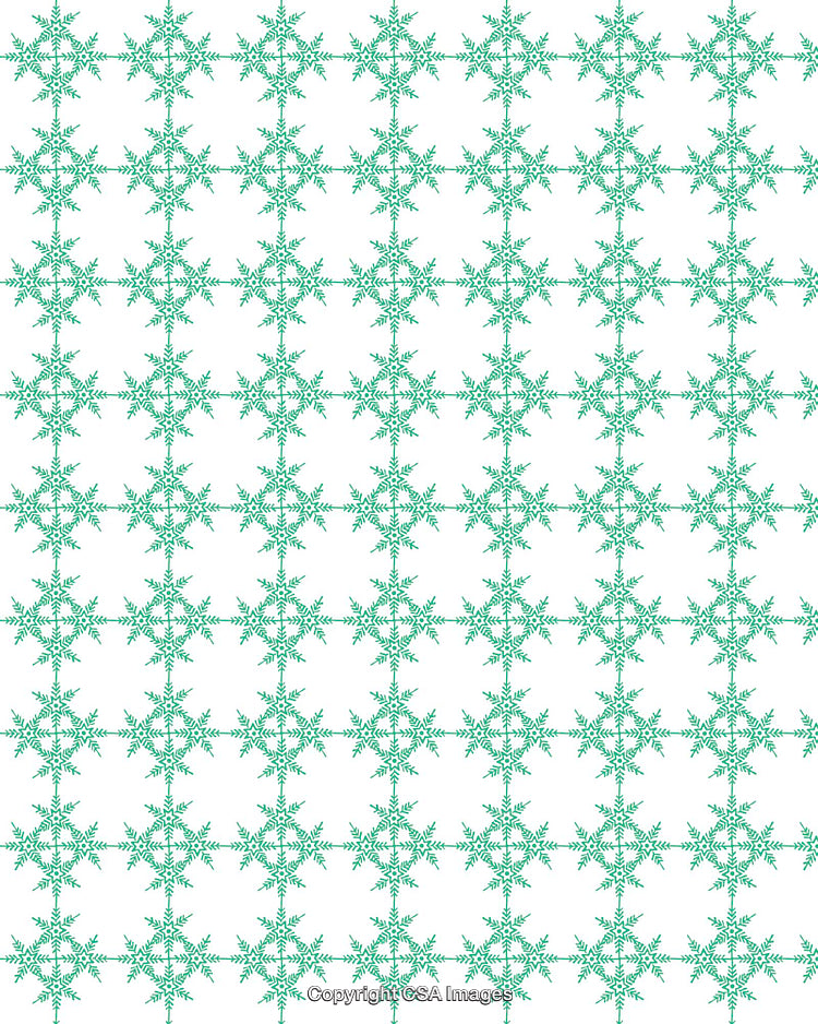 Green Snowflake Pattern on a White Background Repeating Beautifully