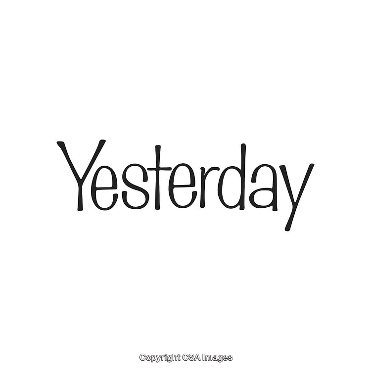 Simple Black Text 'Yesterday' on White Background Design