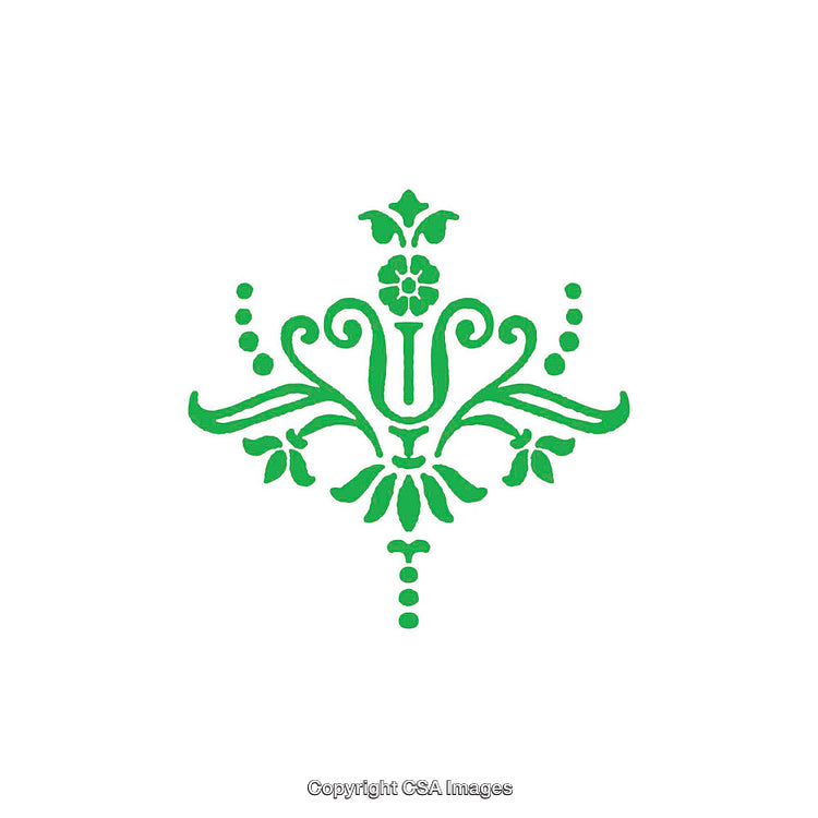 Ornate Green Flourish Decorative Design Element on a White Background