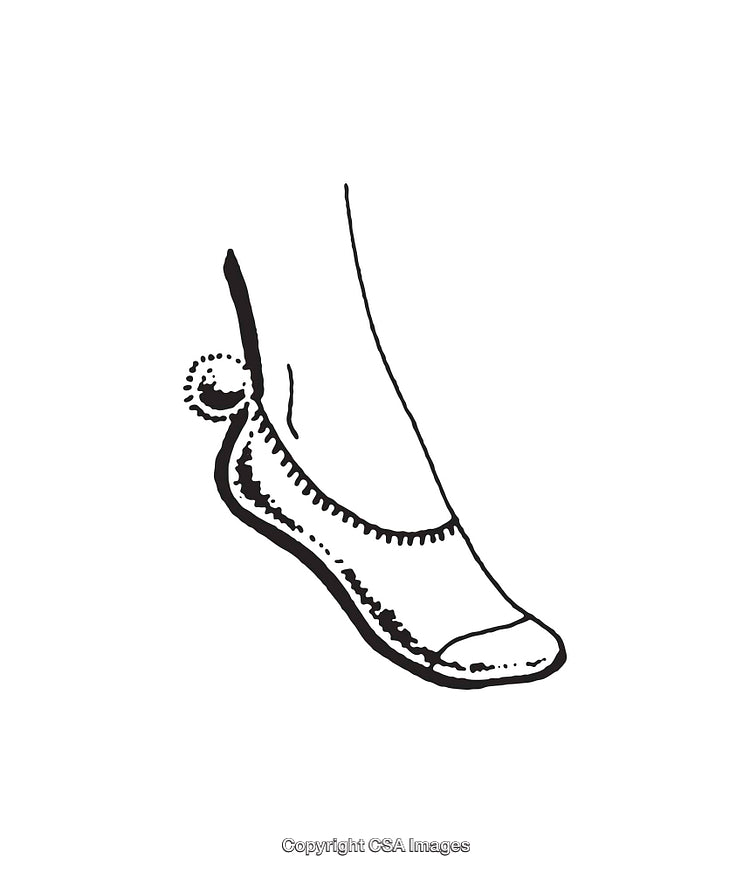 Minimalist Black and White Line Art of a Foot in a Sock