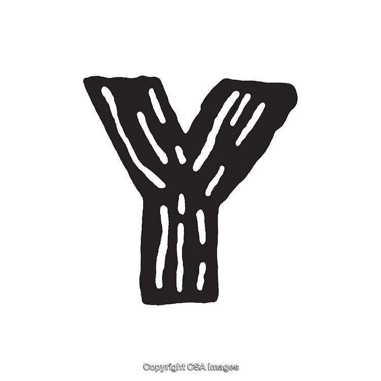 Hand-Drawn Letter Y With Textured Design on White Background