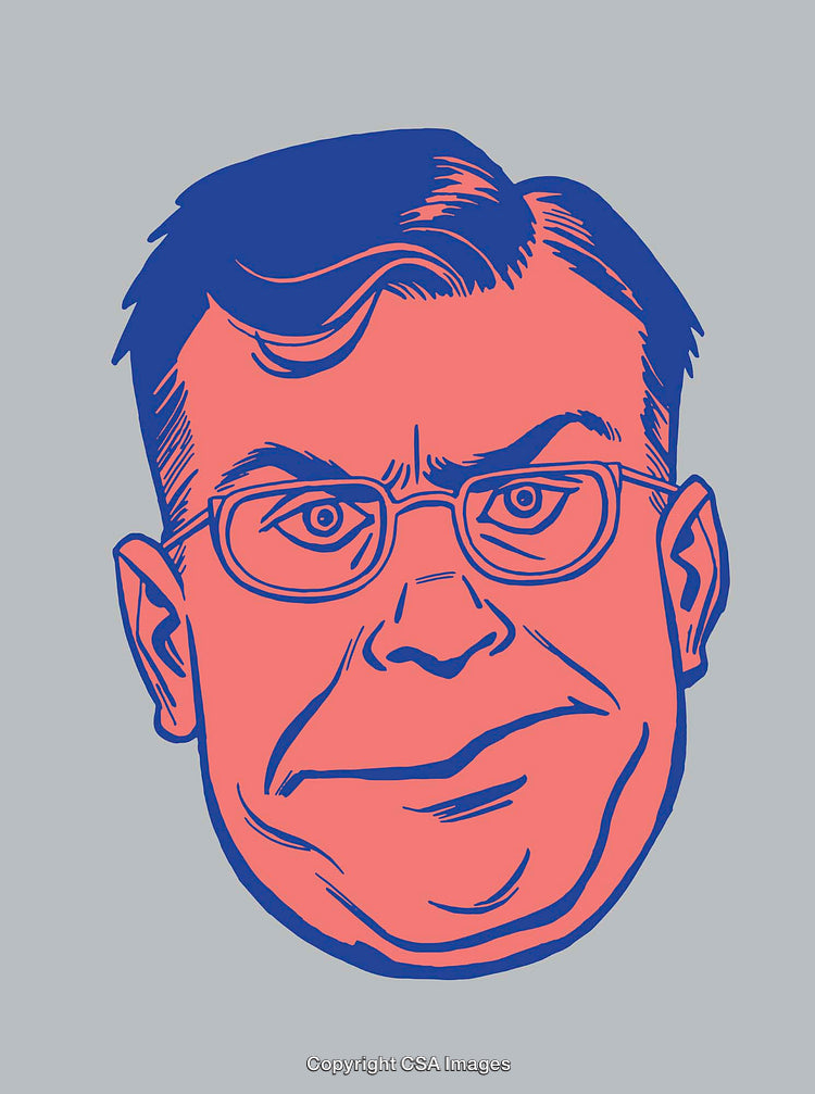 Colorful Line Art Illustration of a Cartoon Male Face on Gray Background