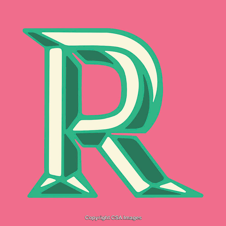 Stylized Letter R with Bright Colors and Bold Design