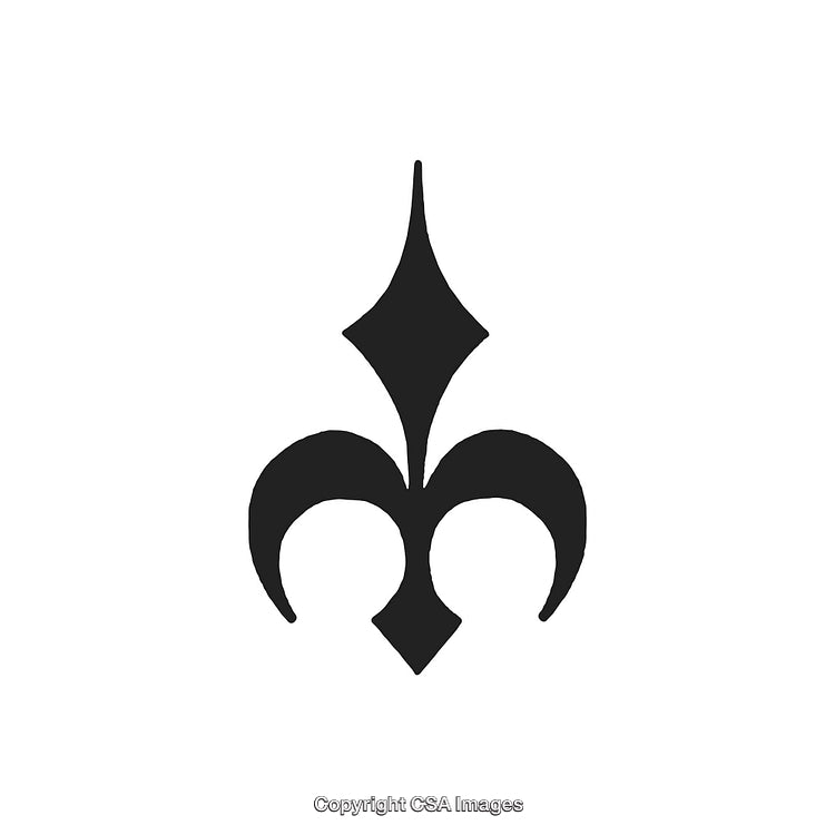 Abstract Black and White Fleur-de-Lis Design Symbol on White Background