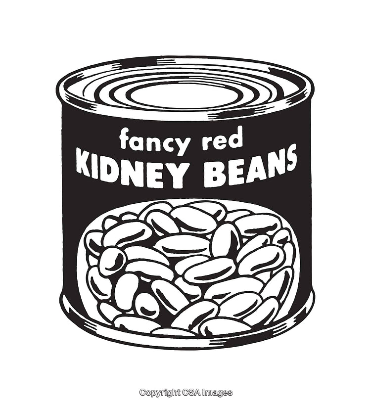 Vintage Black and White Illustration of Canned Red Kidney Beans