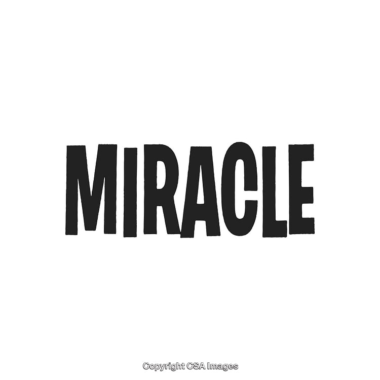 Black Bold Lettering Featuring the Word Miracle on White Background