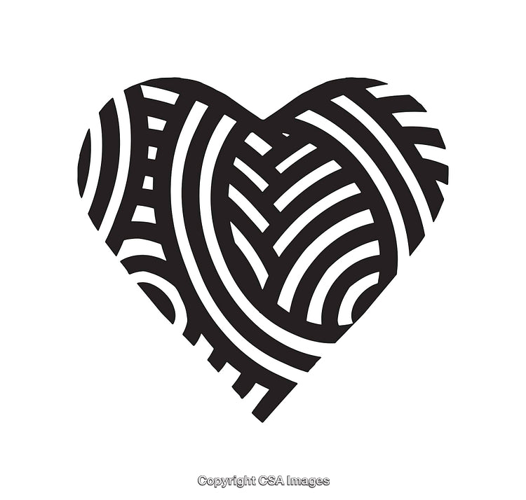Abstract Black and White Heart with Geometric Line Patterns