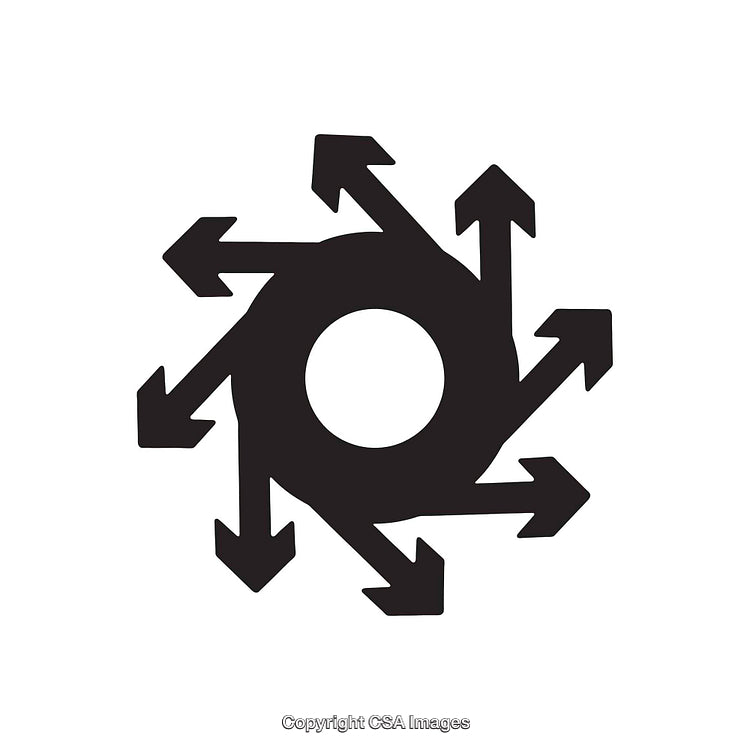 Abstract Black Circle With Arrows Pointing in Multiple Directions