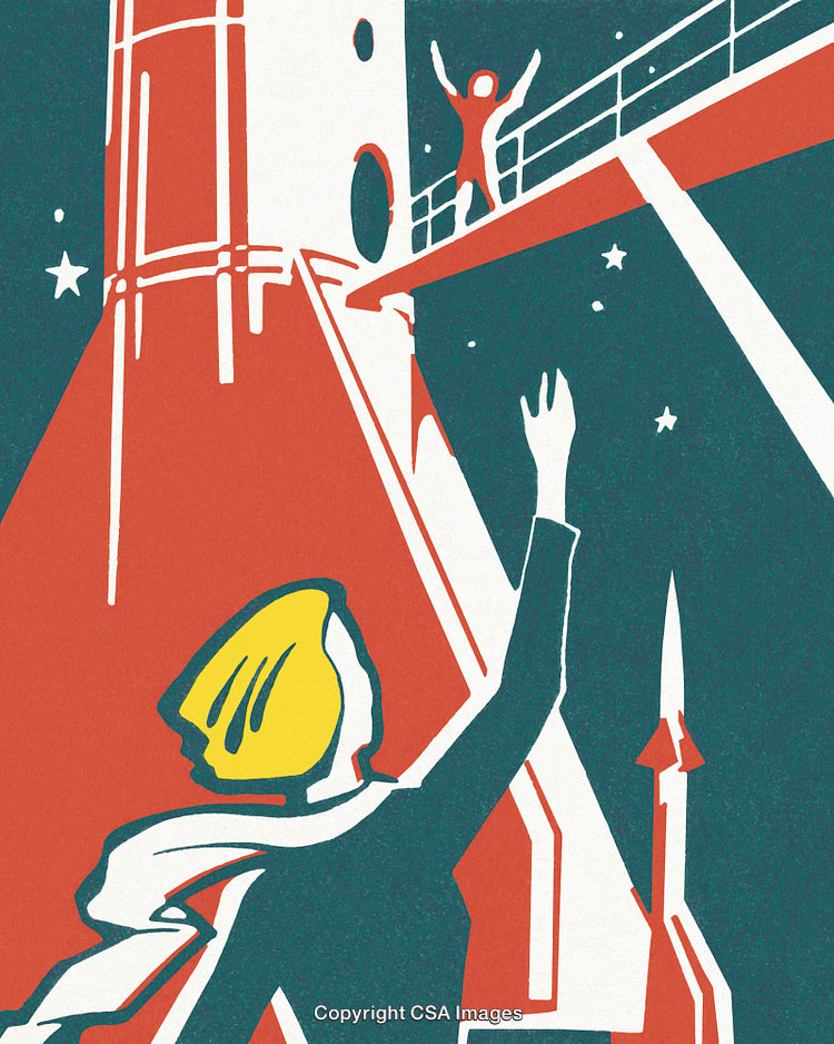 Woman Waving to an Astronaut