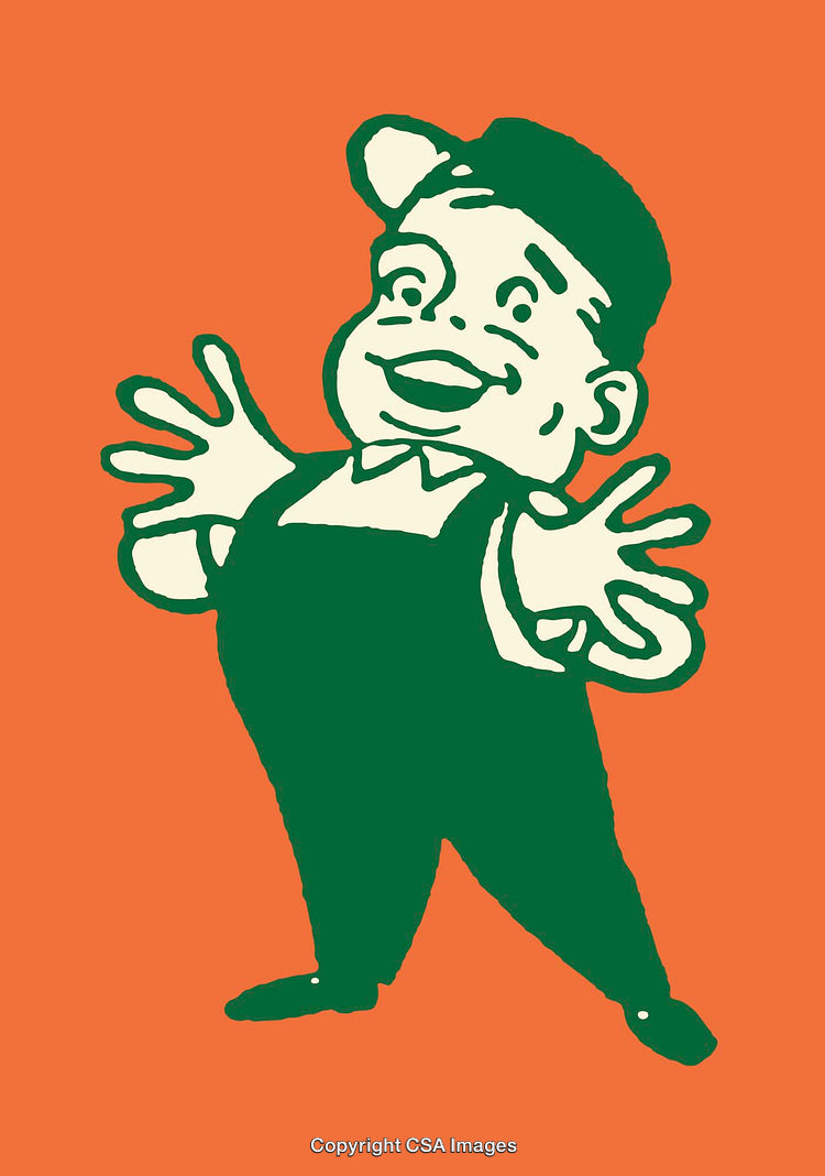 Playful Cartoon Illustration of a Happy Character With Outstretched Arms