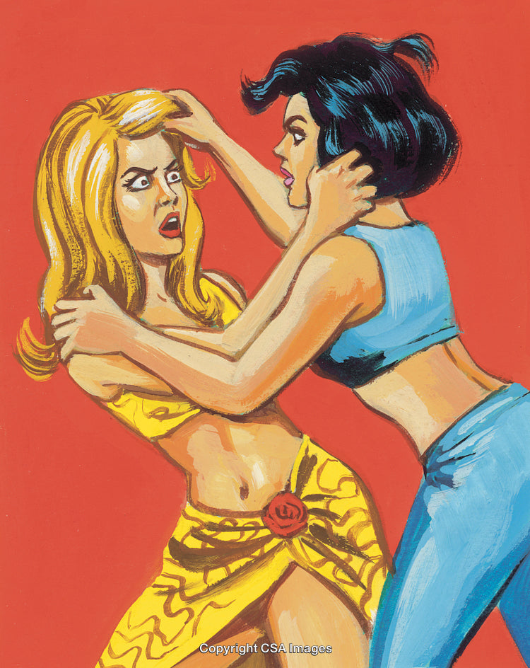 Illustrated Depiction of a Heated Argument Between Two Women