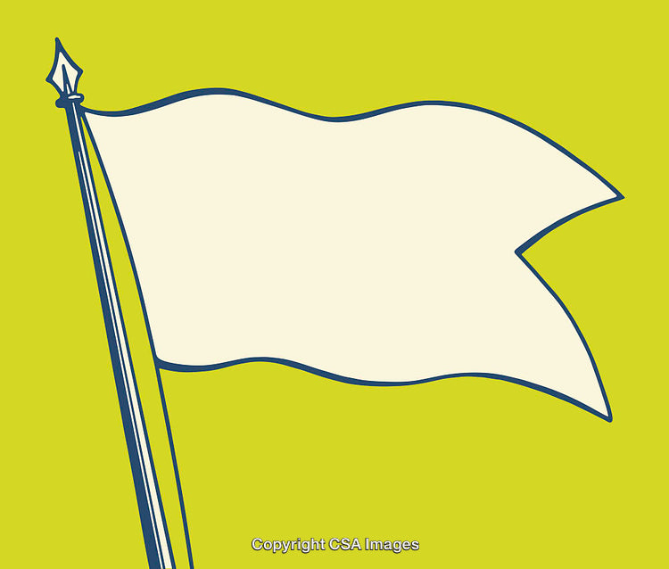 Illustrated White Flag on Yellow Background with Bold Line Art