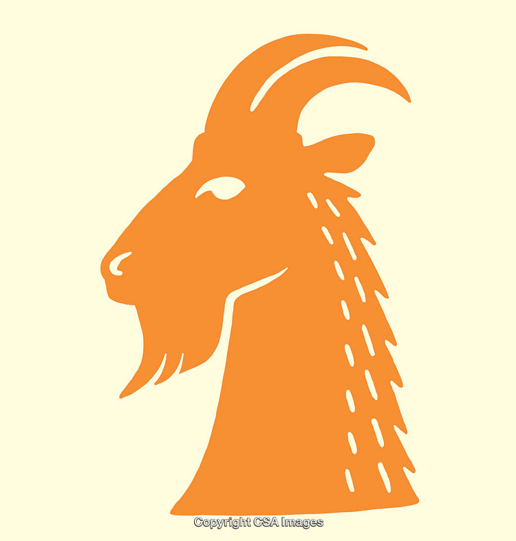 Stylized Orange Goat Illustration with Artistic Detail and Minimalist Design