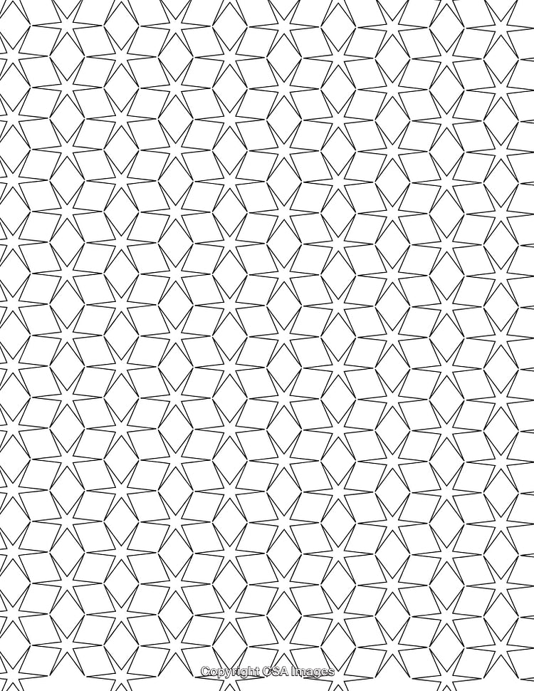 Black and White Geometric Pattern With Stars and Diamonds