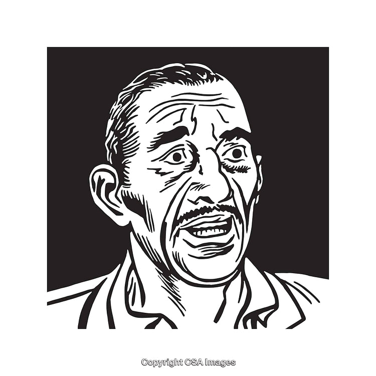 Black And White Line Art of A Surprised Male Expression