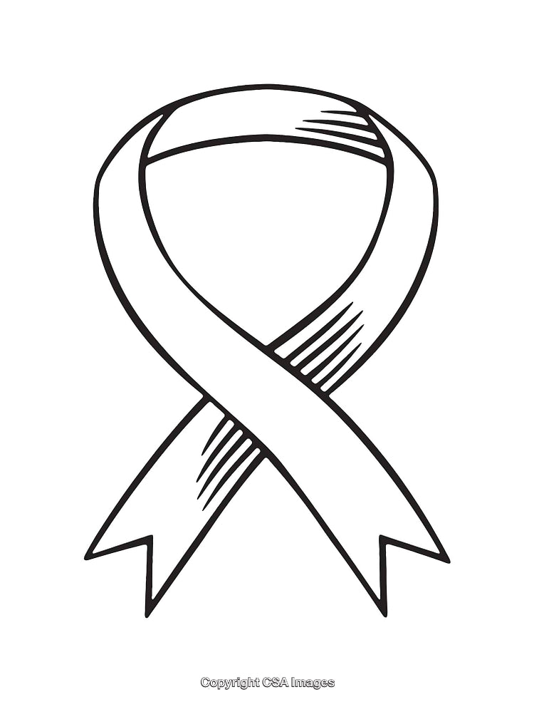 Black and White Line Art of an Awareness Ribbon Illustration
