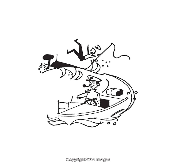 Vintage Line Art Illustration Featuring A Nautical Adventure Scene