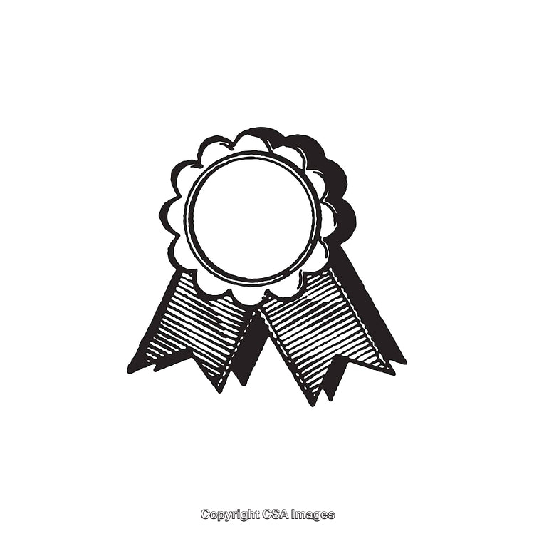Hand-Drawn Black And White Decorative Ribbon Badge Illustration