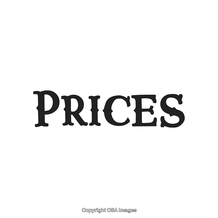 Classic Typography Display Highlighting the Word 'Prices' on a White Background