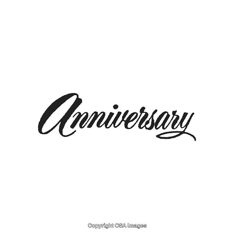 Elegant Black Calligraphy Word 'Anniversary' on White Background