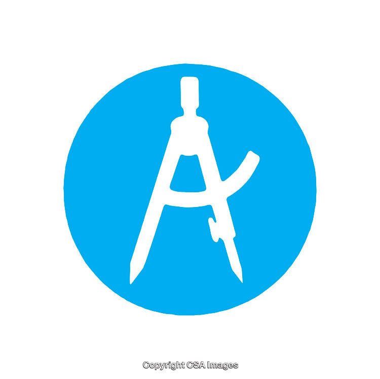Blue Circular Icon Featuring Compass Tool Design for Creative Concepts