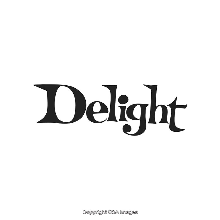 Elegant 'Delight' Typography in Black Font on White Background