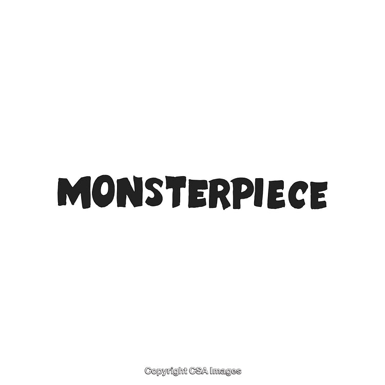 Creative Typography Featuring the Word 'Monsterpiece' in Bold Black Font