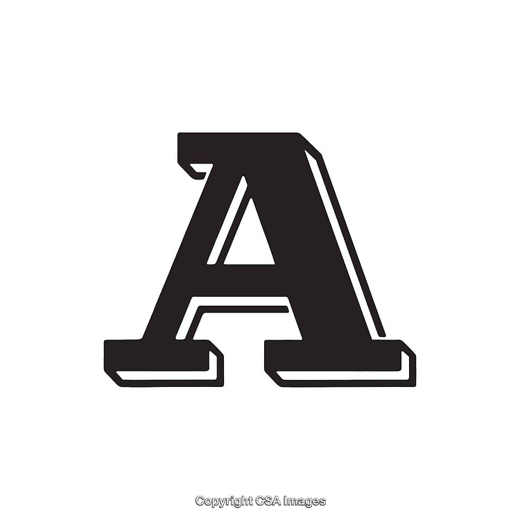 Bold Black Uppercase Letter A with Drop Shadow Design