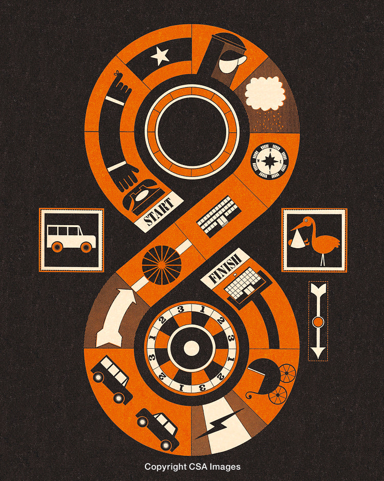 Abstract Board Game Design with Geometric Patterns and Vintage Color Palette