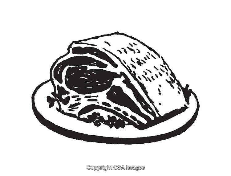 Black and White Line Art of a Pastry Serving on a Plate